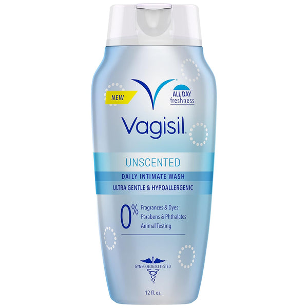 Vagisil Feminine Wash for Intimate Area Hygiene, pH Balanced, Gynecologist Tested, Unscented, 12 oz (Pack of 1)