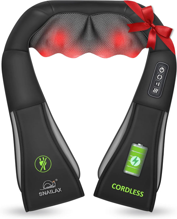 Snailax Cordless Massager - Shiatsu Neck and Shoulder Massager with Heat, FSA