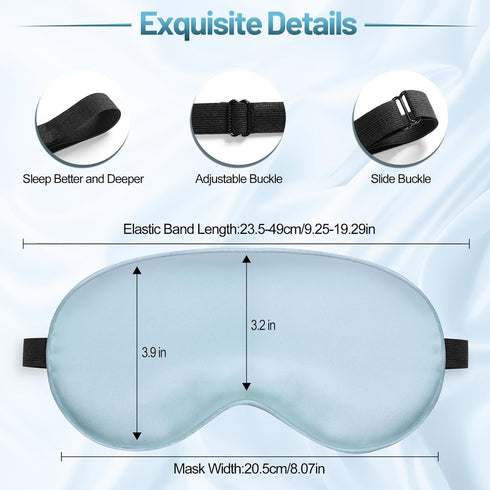 Sleep Mask, Silk Eye Mask for Sleeping with Adjustable Strap, Comfortable & Soft Eyeshade for Night Sleep (Light Blue)