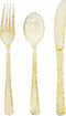 150 Pack Gold Plastic Silverware, Heavy Duty Gold Glitter Silverware - 50 Forks, 50 Knives, 50 Spoons for All Occasions