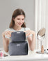 Narwey Small Makeup Bag for Purse - Mini Cosmetic Bag Travel Pouch with Compartments for Women (Small, Grey)