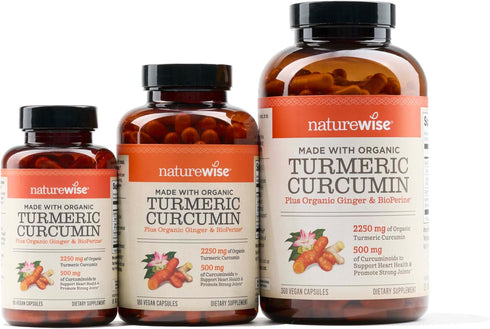 NatureWise Curcumin Turmeric 2250mg - Enhanced Bioavailability for Joint Support, Vegan, 360 Capsules