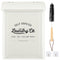 Magnetic Lint Bin for Laundry Room, Metal Trash Can with Lid, Laundry Co Sign, White