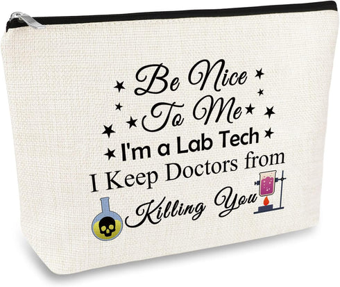 Lab Tech Gift Funny Makeup Bag for Laboratory Technician, Medical Lab Scientist Gift for Women