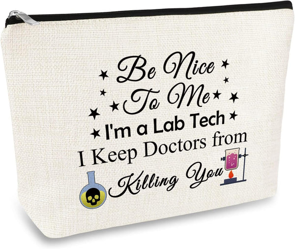 Lab Tech Gift Funny Makeup Bag for Laboratory Technician, Medical Lab Scientist Gift for Women