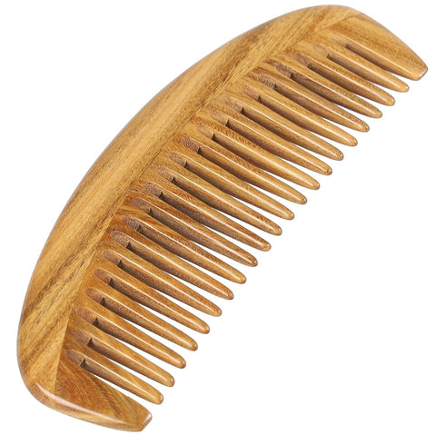 Onedor Handmade 100% Natural Green Sandalwood Hair Combs - Anti-Static Wooden Detangler Comb (Oval Fine Tooth)