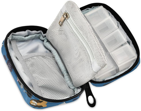 Naanle 7 Cute Puppy Dog Day Pill Case - Travel Organizer Bag With Zipper, Portable Weekly Compact Size for Vitamin