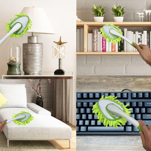Microfiber Feather Duster 13 Inch with 4 Washable Duster Cloths for Cleaning Windows and Furniture