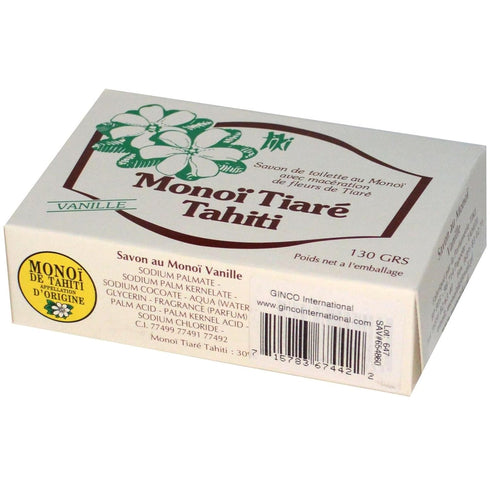 Soap Bar Vanilla Monoi Tiare Cosmetics, 4.6 oz Bar Soap