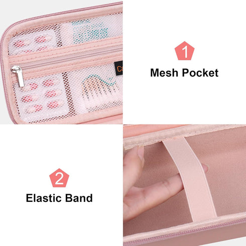 Canboc Carrying Case for Asthma Inhaler, Handheld Spacer Bag with Removable Shoulder Strap and Mesh Pocket (Rose Gold)
