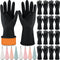 Hushee 24 Pcs Reusable Kitchen Dishwashing Gloves, Heavy Duty Coral Velvet Kitchen Dishcloth, Non-Slip Black Rubber