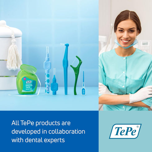 TEPE Interdental Brush Angle, Pack of 6, 0.5 mm, Extra-Small/Small Gaps, Red, Size 2