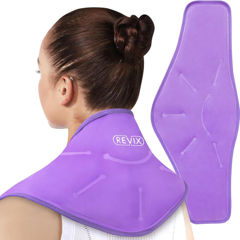 REVIX XL Neck Ice Pack Wrap - Reusable Gel Cold Pack for Pain Relief, Inflammation, Hot and Cold Compress
