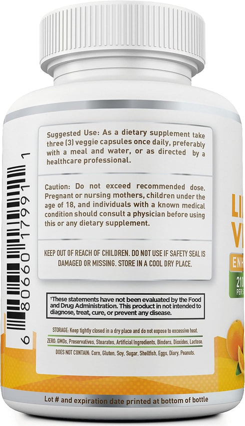 Liposomal Vitamin C 2100mg - 180 Capsules High Absorption Ascorbic Acid - Powerful Antioxidant, Immune System &