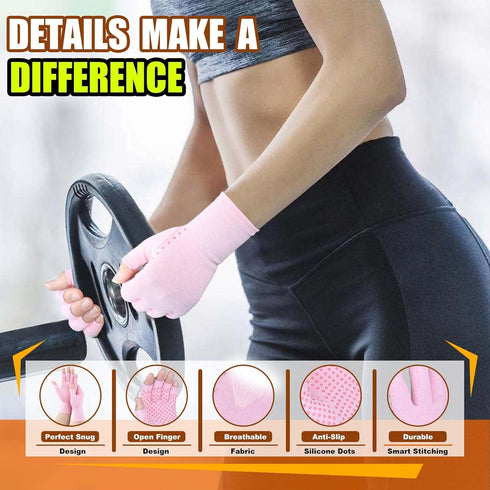 2 Pairs of Compression Gloves for Men Women, Arthritis Relief, Anti-Slip Fingerless Gloves for Hand Support (Pure
