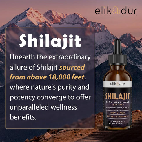 Shilajit Resin Organic Liquid Supplement, Himalayan Organic, Contains 85 Trace Minerals, 60 ml