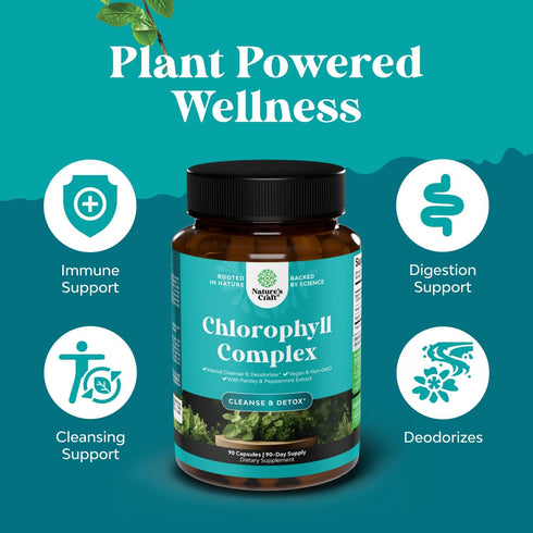 Immunity (90ct) Chlorophyll Capsules for Cleanse and Detox Support - Internal Deodorant Pills for Body Odor with Mint