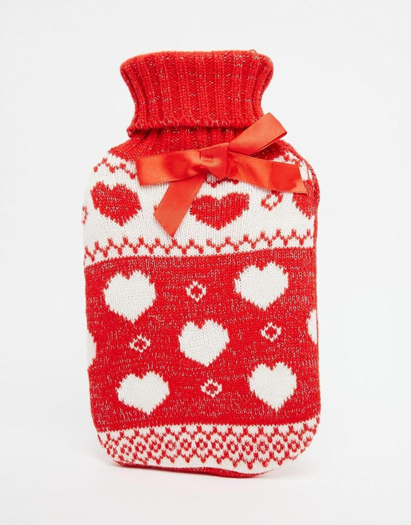 NPW Worldwide Co. NPW Winter Warmer Fair Isle Heart knit Sweater over Hot Water Bottle,