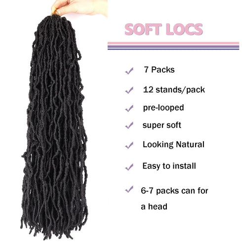 LMZIM 26 inch Soft Locs Crochet Hair Pre Looped 7 Packs Faux Locs Crochet Braids Synthetic Hair Extensions Goddess Locs Crochet Hair For Black Women 2#