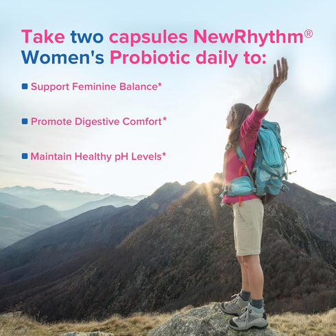 NewRhythm Women's Probiotics with Organic Cranberry for Feminine Health, 50 Billion CFU, 60 Vegan Capsules