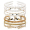 WOVOWOVO Pearl Headbands for Women, 8 Pack White Faux Pearls Hairband, Gold Metal Headband for Bridal Accessories