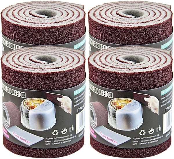 Double Sided Carborundum Sponge, Emery Cleaning Sponge for Dishwashing, Rust Removal, Kitchen Sinks, 4 Rolls