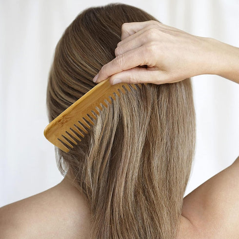 MRD Hair Brush Set, Natural Bamboo Comb Paddle Detangling Hairbrush, Wide-tooth & Tail Comb for All Hair Types