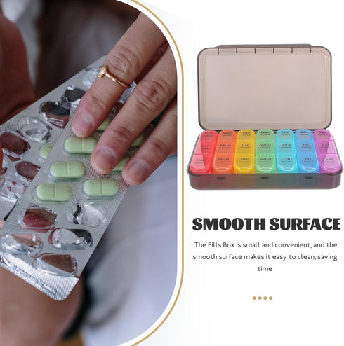 Weekly Large Capacity Pill Organizer Box with Sealed Multi-Grid Compartments Detachable Medicine Storage Case for Daily