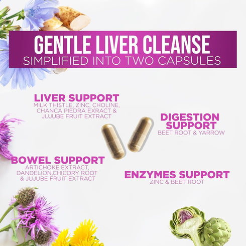 Liver Cleanse Detox & Repair Formula 60 Capsules, Herbal Support with Milk Thistle, Artichoke Extract & Turmeric