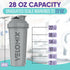 '-4 PACK- 28 oz Protein Shaker Bottle for Protein Mixes, Leak Proof Shaker Cups with 4x Wire Whisk