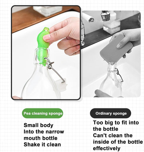 Bottle Cleaning Sponge, Beans-Shaped Reusable Sponge, Heat Resistant for Internal Cleaning of Small Mouth Bottles