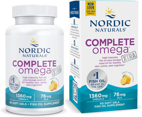 Nordic Naturals Complete Omega Xtra - 60 Soft Gels, 1360 mg Omega-3 + 76 mg GLA for Healthy Skin