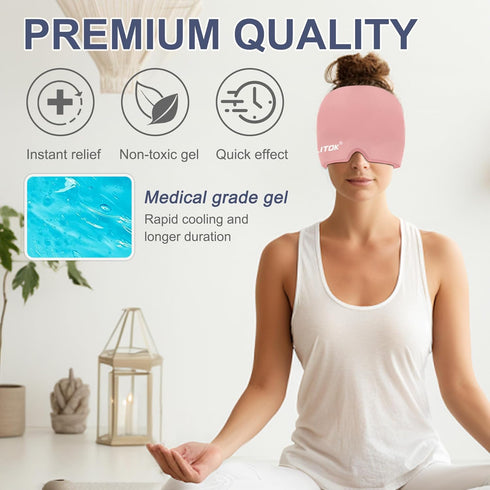 EXQUISLIFE Migraine Headache Relief Cap, Gel Ice Head Wrap, Hot and Cold Therapy for Sinus, Puffy Eyes, Tension Relief