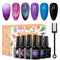 MEET ACROSS Cat Eye Gel Nail Polish Set, 6 Colors Color Changing Gel Polish Kit, 8ml Bottle Gift Box