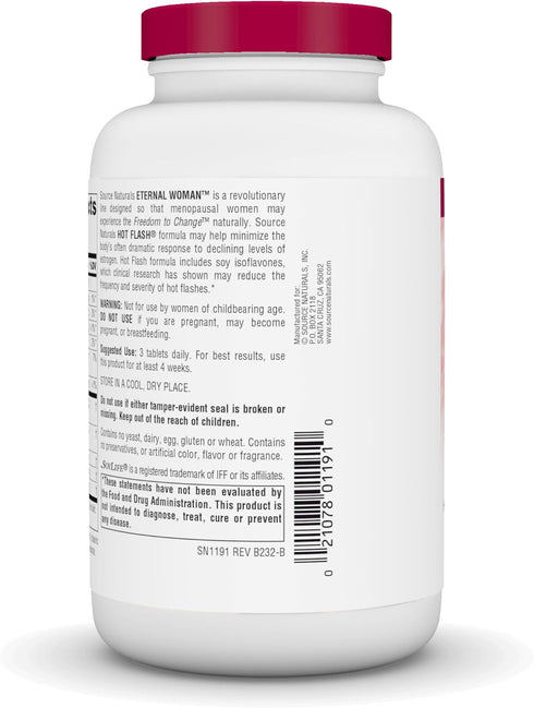 Source Naturals Hot Flash 180 Tablets - Non-GMO Soy, Helps Reduce Hot Flashes, 60 Day Supply
