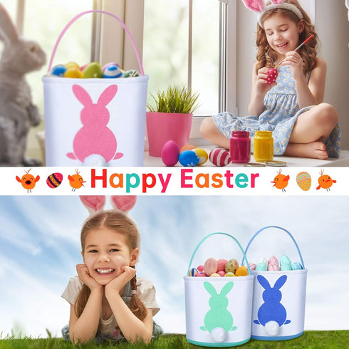 Weewooday 6-Pack Easter Bunny Canvas Tote Bags - Perfect for Egg Hunts and Gifts