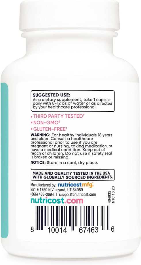 Nutricost Folic Acid for Women, 1200 mcg, 120 Capsules with B12 and Biotin