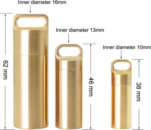 3 Air-Tight EDC Accessory Case, Pill Fob Capsule Keychain, Waterproof Match Case Battery Holder, Outdoor Survival Storage Metal Container Dry Box
