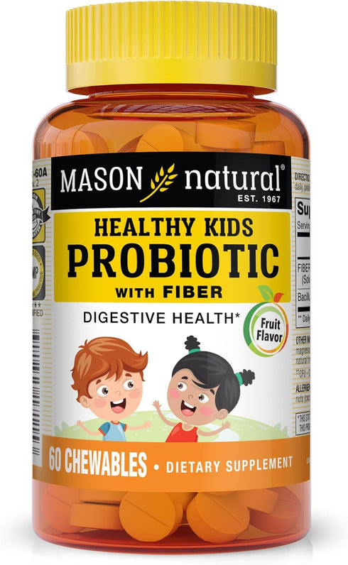 MASON NATURAL Healthy Kids Probiotic with Fiber - 60 Chewables for Healthy Digestive Function