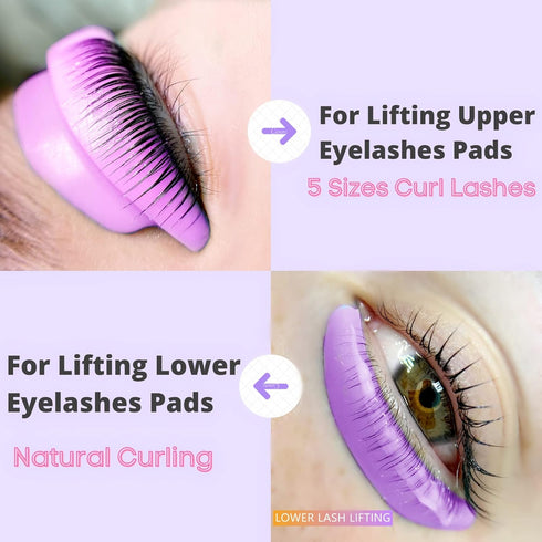 Lash Perm Rods: Silicone Lash Lift Pads, Eyelash Perm Curler Makeup Tools with Reusable Eye Patch & Ribbon (Colorful)
