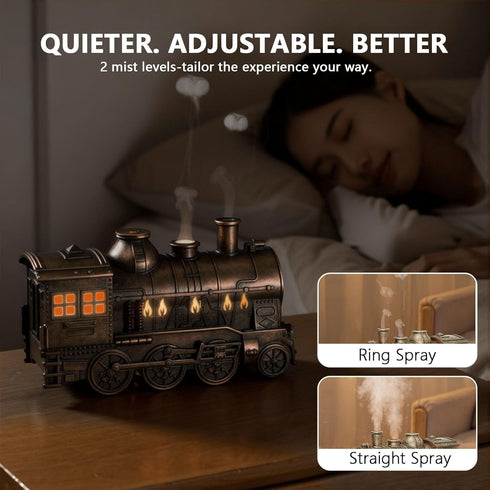 Thonlai 300ML Essential Oil Diffuser Train Cool Mist Humidifier Quiet Aromatherapy Diffuser with Night Light Vintage