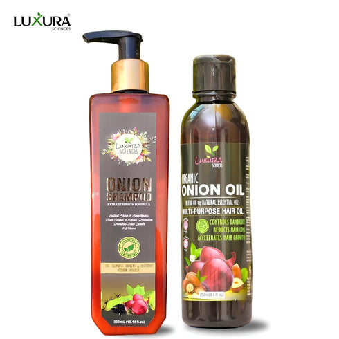 Onion Hair Care Combo | Nourishing Oil + Hydrating Shampoo | 250ml+300ml (2 Piece Set) | Enhances Growth