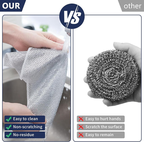 Wire Miracle Cleaning Cloths, 10PCS Non-Scratch Wire Dishwashing Rag for Wet and Dry Cleaning in Kitchen