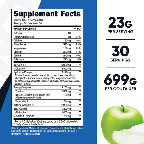 Nutricost Intra Workout Powder, 30 Servings - Non-GMO, Gluten-Free Supplement (Green Apple)