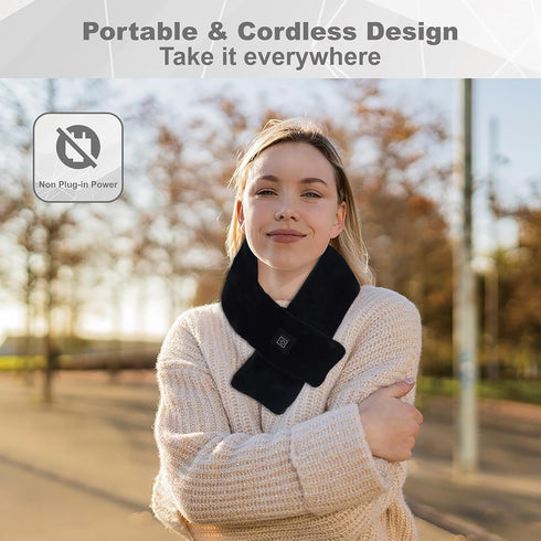 QOTOLY 3 5000mAh Cordless Heated Scarf, Neck Heating Pad for Pain Relief, Rechargeable Neck Warmer with Heat Levels