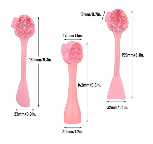 Silicone Facial Cleansing Brush, Beomeen 4 in 1 Handheld Face Scrubber for Gentle Exfoliating