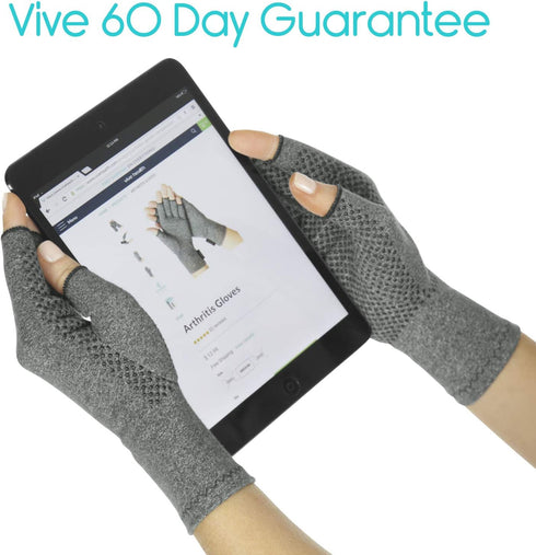 Vive Arthritis Gloves with Grips - Textured Fingerless Compression Gloves for Rheumatoid & Osteoarthritis Pain Relief