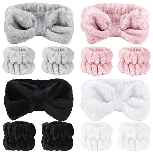 12 PCS Face Wash Headband Wristband Set for Women Girls, Soft Microfiber Facial Spa Hair Wraps for Washing Face