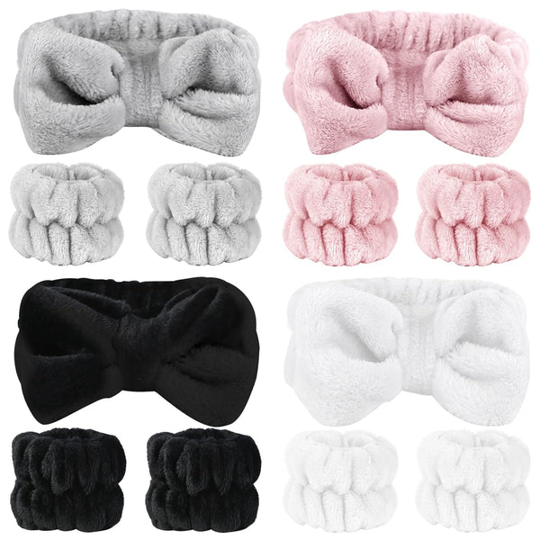 12 PCS Face Wash Headband Wristband Set for Women Girls, Soft Microfiber Facial Spa Hair Wraps for Washing Face