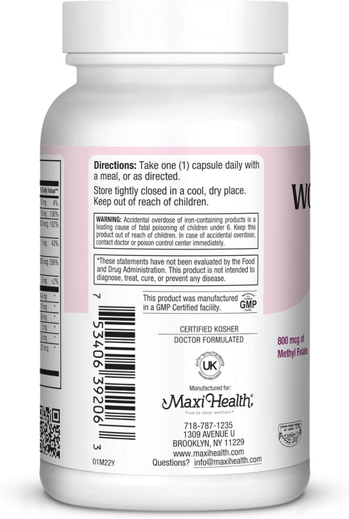 Women's Daily Multivitamin Once Daily with Biotin, Vitamins A B C D E, Calcium, Zinc, and More, Natural, Non-GMO, 60